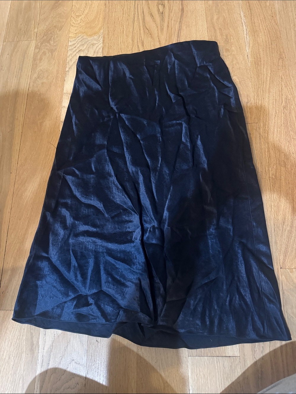 Vince Classic Navy Satin A-Line Skirt